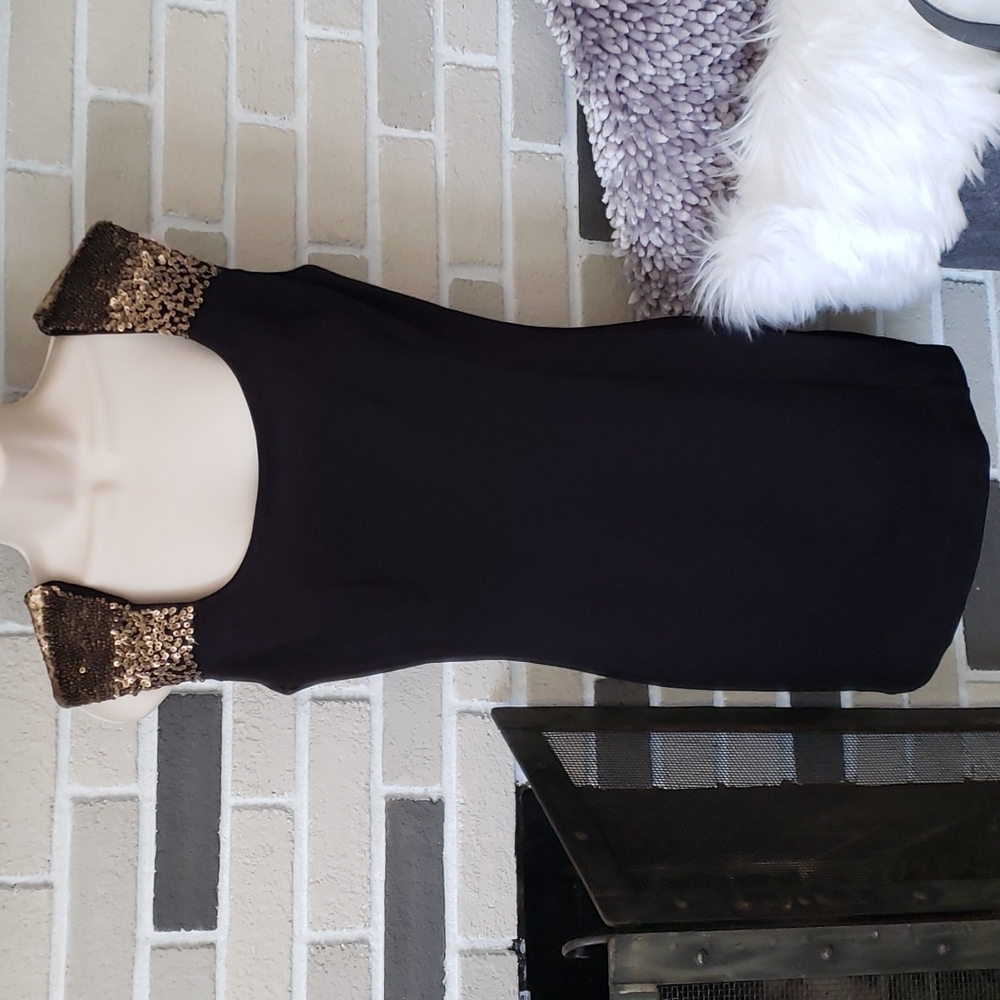 Guess Y2K Sequin Bodycon Mini Dress L Black Going Out Party